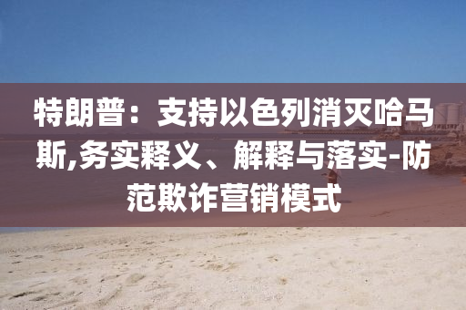 特朗普：支持以色列消滅哈馬斯,務(wù)實(shí)釋義、解釋與落實(shí)-防范欺詐營銷模式