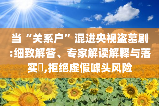 當“關(guān)系戶”混進央視盜墓劇:細致解答、專家解讀解釋與落實?,拒絕虛假噱頭風險