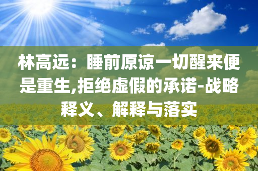 林高遠(yuǎn)：睡前原諒一切醒來便是重生,拒絕虛假的承諾-戰(zhàn)略釋義、解釋與落實(shí)
