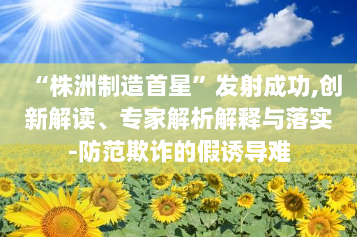“株洲制造首星”發(fā)射成功,創(chuàng)新解讀、專家解析解釋與落實(shí)-防范欺詐的假誘導(dǎo)難