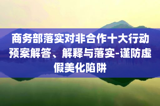 商務(wù)部落實(shí)對非合作十大行動(dòng)預(yù)案解答、解釋與落實(shí)-謹(jǐn)防虛假美化陷阱