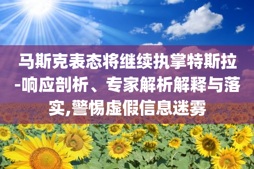 馬斯克表態(tài)將繼續(xù)執(zhí)掌特斯拉-響應(yīng)剖析、專家解析解釋與落實(shí),警惕虛假信息迷霧