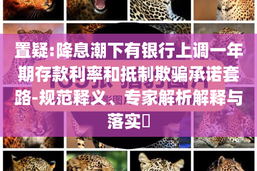 置疑:降息潮下有銀行上調(diào)一年期存款利率和抵制欺騙承諾套路-規(guī)范釋義、專家解析解釋與落實?
