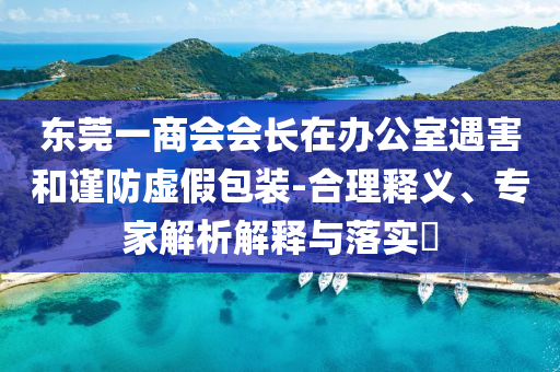 東莞一商會(huì)會(huì)長在辦公室遇害和謹(jǐn)防虛假包裝-合理釋義、專家解析解釋與落實(shí)?