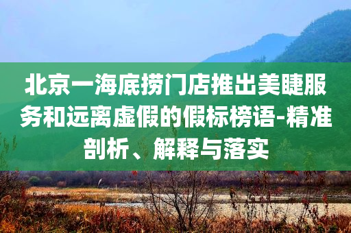 北京一海底撈門店推出美睫服務和遠離虛假的假標榜語-精準剖析、解釋與落實