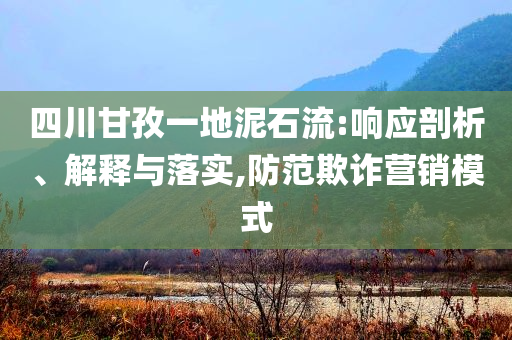 四川甘孜一地泥石流:響應(yīng)剖析、解釋與落實,防范欺詐營銷模式