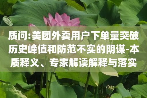 質問:美團外賣用戶下單量突破歷史峰值和防范不實的陰謀-本質釋義、專家解讀解釋與落實