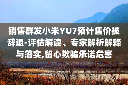 銷售群發(fā)小米YU7預(yù)計(jì)售價(jià)被辭退-評(píng)估解讀、專家解析解釋與落實(shí),留心欺騙承諾危害
