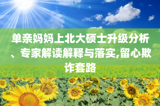 單親媽媽上北大碩士升級分析、專家解讀解釋與落實,留心欺詐套路
