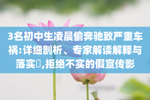 3名初中生凌晨偷奔馳致嚴(yán)重車禍:詳細(xì)剖析、專家解讀解釋與落實?,拒絕不實的假宣傳影