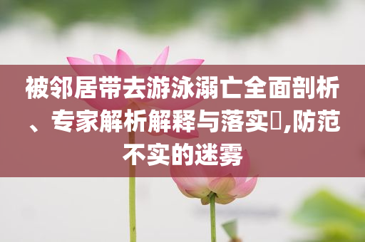 被鄰居帶去游泳溺亡全面剖析、專家解析解釋與落實?,防范不實的迷霧