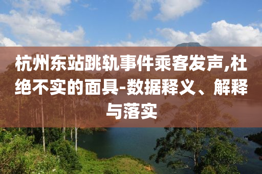 杭州東站跳軌事件乘客發(fā)聲,杜絕不實的面具-數(shù)據(jù)釋義、解釋與落實