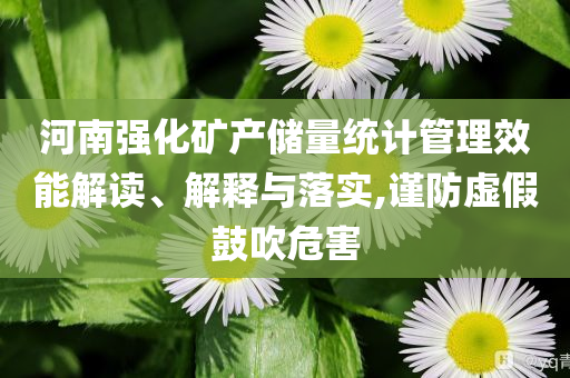 河南強(qiáng)化礦產(chǎn)儲量統(tǒng)計管理效能解讀、解釋與落實(shí),謹(jǐn)防虛假鼓吹危害