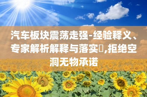 汽車板塊震蕩走強-經驗釋義、專家解析解釋與落實?,拒絕空洞無物承諾