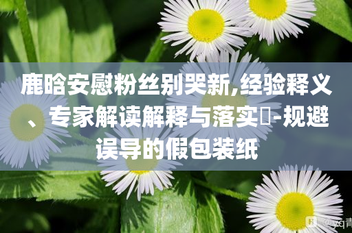 鹿晗安慰粉絲別哭新,經(jīng)驗釋義、專家解讀解釋與落實?-規(guī)避誤導(dǎo)的假包裝紙