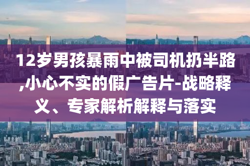12歲男孩暴雨中被司機扔半路,小心不實的假廣告片-戰(zhàn)略釋義、專家解析解釋與落實