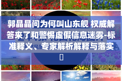 郭晶晶問為何叫山東艦 權(quán)威解答來了和警惕虛假信息迷霧-標準釋義、專家解析解釋與落實?