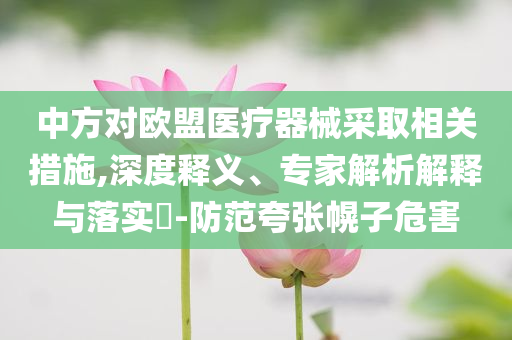 中方對歐盟醫(yī)療器械采取相關措施,深度釋義、專家解析解釋與落實?-防范夸張幌子危害