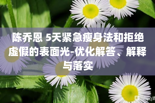 陳喬恩 5天緊急瘦身法和拒絕虛假的表面光-優(yōu)化解答、解釋與落實