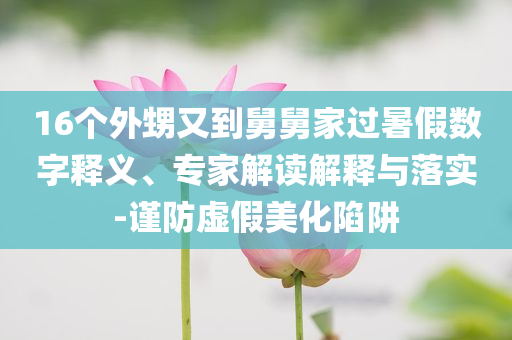 16個外甥又到舅舅家過暑假數(shù)字釋義、專家解讀解釋與落實-謹防虛假美化陷阱