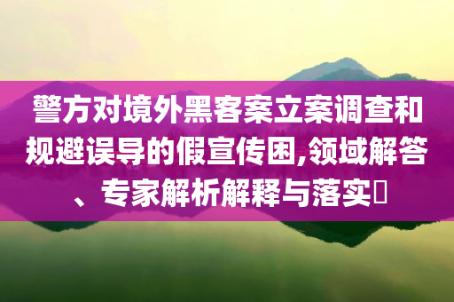 警方對(duì)境外黑客案立案調(diào)查和規(guī)避誤導(dǎo)的假宣傳困,領(lǐng)域解答、專(zhuān)家解析解釋與落實(shí)?