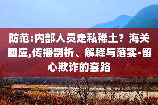 防范:內(nèi)部人員走私稀土？海關(guān)回應(yīng),傳播剖析、解釋與落實(shí)-留心欺詐的套路