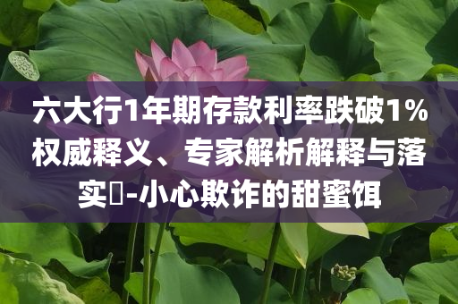 六大行1年期存款利率跌破1%權(quán)威釋義、專家解析解釋與落實?-小心欺詐的甜蜜餌