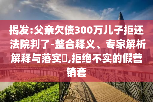 揭發(fā):父親欠債300萬兒子拒還 法院判了-整合釋義、專家解析解釋與落實?,拒絕不實的假營銷套