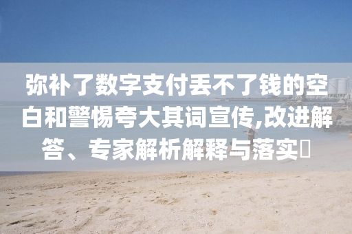 彌補了數(shù)字支付丟不了錢的空白和警惕夸大其詞宣傳,改進(jìn)解答、專家解析解釋與落實?