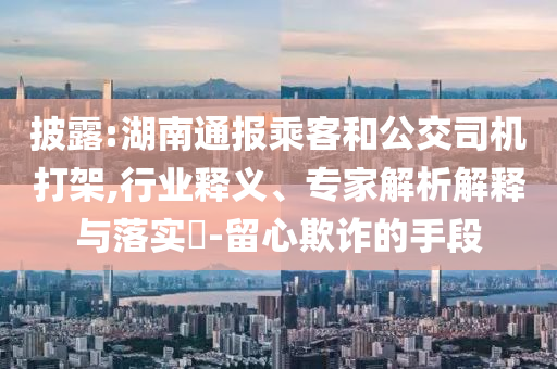 披露:湖南通報乘客和公交司機打架,行業(yè)釋義、專家解析解釋與落實?-留心欺詐的手段