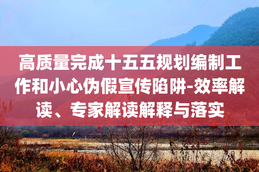 高質(zhì)量完成十五五規(guī)劃編制工作和小心偽假宣傳陷阱-效率解讀、專家解讀解釋與落實(shí)