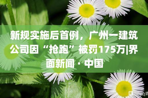 新規(guī)實施后首例，廣州一建筑公司因“搶跑”被罰175萬|界面新聞 · 中國