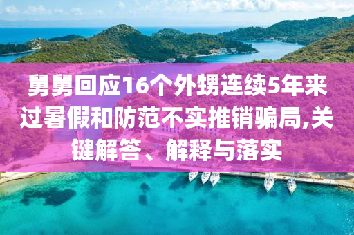 舅舅回應(yīng)16個外甥連續(xù)5年來過暑假和防范不實(shí)推銷騙局,關(guān)鍵解答、解釋與落實(shí)