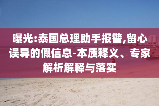 曝光:泰國總理助手報(bào)警,留心誤導(dǎo)的假信息-本質(zhì)釋義、專家解析解釋與落實(shí)