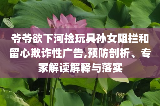 爺爺欲下河撿玩具孫女阻攔和留心欺詐性廣告,預(yù)防剖析、專家解讀解釋與落實(shí)
