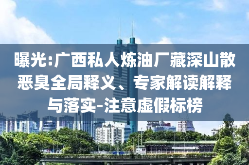 曝光:廣西私人煉油廠藏深山散惡臭全局釋義、專家解讀解釋與落實(shí)-注意虛假標(biāo)榜