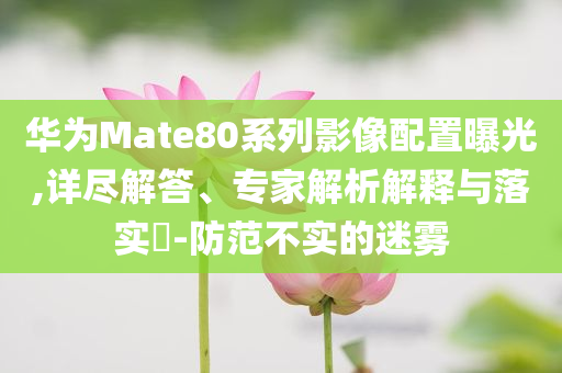 華為Mate80系列影像配置曝光,詳盡解答、專家解析解釋與落實(shí)?-防范不實(shí)的迷霧