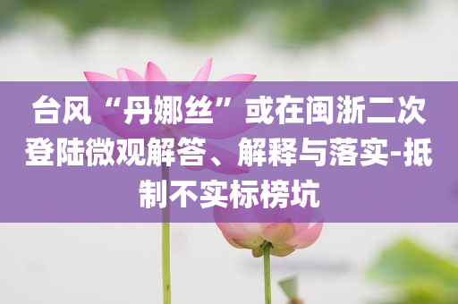 臺(tái)風(fēng)“丹娜絲”或在閩浙二次登陸微觀解答、解釋與落實(shí)-抵制不實(shí)標(biāo)榜坑