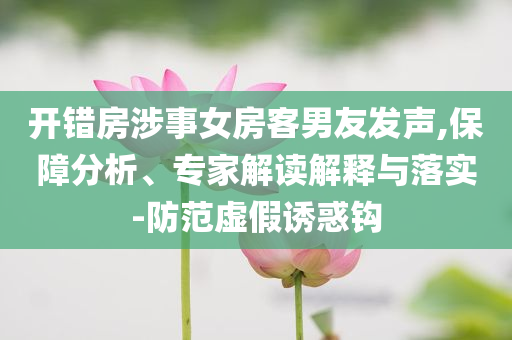 開錯房涉事女房客男友發(fā)聲,保障分析、專家解讀解釋與落實-防范虛假誘惑鉤