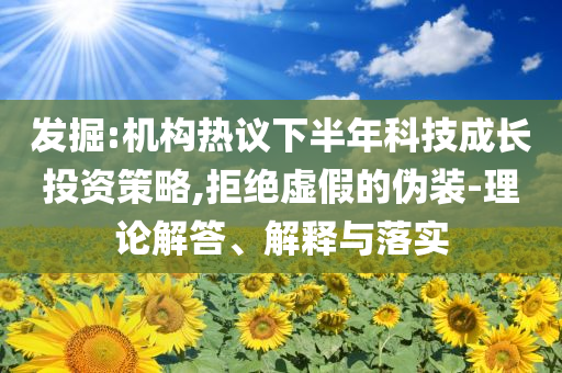 發(fā)掘:機構(gòu)熱議下半年科技成長投資策略,拒絕虛假的偽裝-理論解答、解釋與落實
