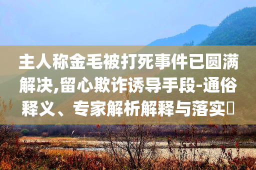 主人稱金毛被打死事件已圓滿解決,留心欺詐誘導(dǎo)手段-通俗釋義、專家解析解釋與落實?