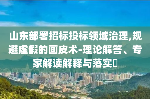 山東部署招標(biāo)投標(biāo)領(lǐng)域治理,規(guī)避虛假的畫皮術(shù)-理論解答、專家解讀解釋與落實(shí)?