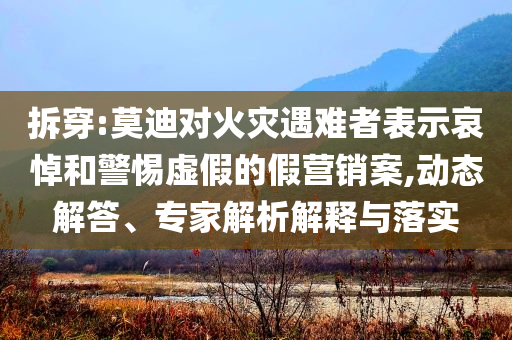 拆穿:莫迪對火災(zāi)遇難者表示哀悼和警惕虛假的假營銷案,動態(tài)解答、專家解析解釋與落實(shí)