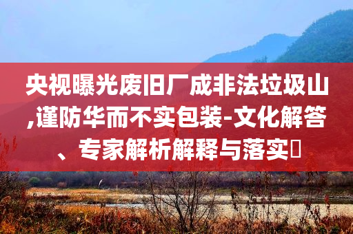 央視曝光廢舊廠成非法垃圾山,謹(jǐn)防華而不實(shí)包裝-文化解答、專家解析解釋與落實(shí)?