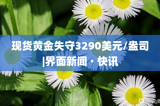 現(xiàn)貨黃金失守3290美元/盎司|界面新聞 · 快訊
