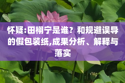 懷疑:田栩寧是誰？和規(guī)避誤導的假包裝紙,成果分析、解釋與落實