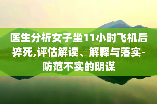 醫(yī)生分析女子坐11小時飛機后猝死,評估解讀、解釋與落實-防范不實的陰謀