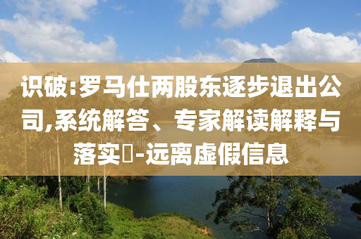 識破:羅馬仕兩股東逐步退出公司,系統(tǒng)解答、專家解讀解釋與落實(shí)?-遠(yuǎn)離虛假信息