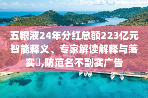 五糧液24年分紅總額223億元智能釋義、專家解讀解釋與落實(shí)?,防范名不副實(shí)廣告