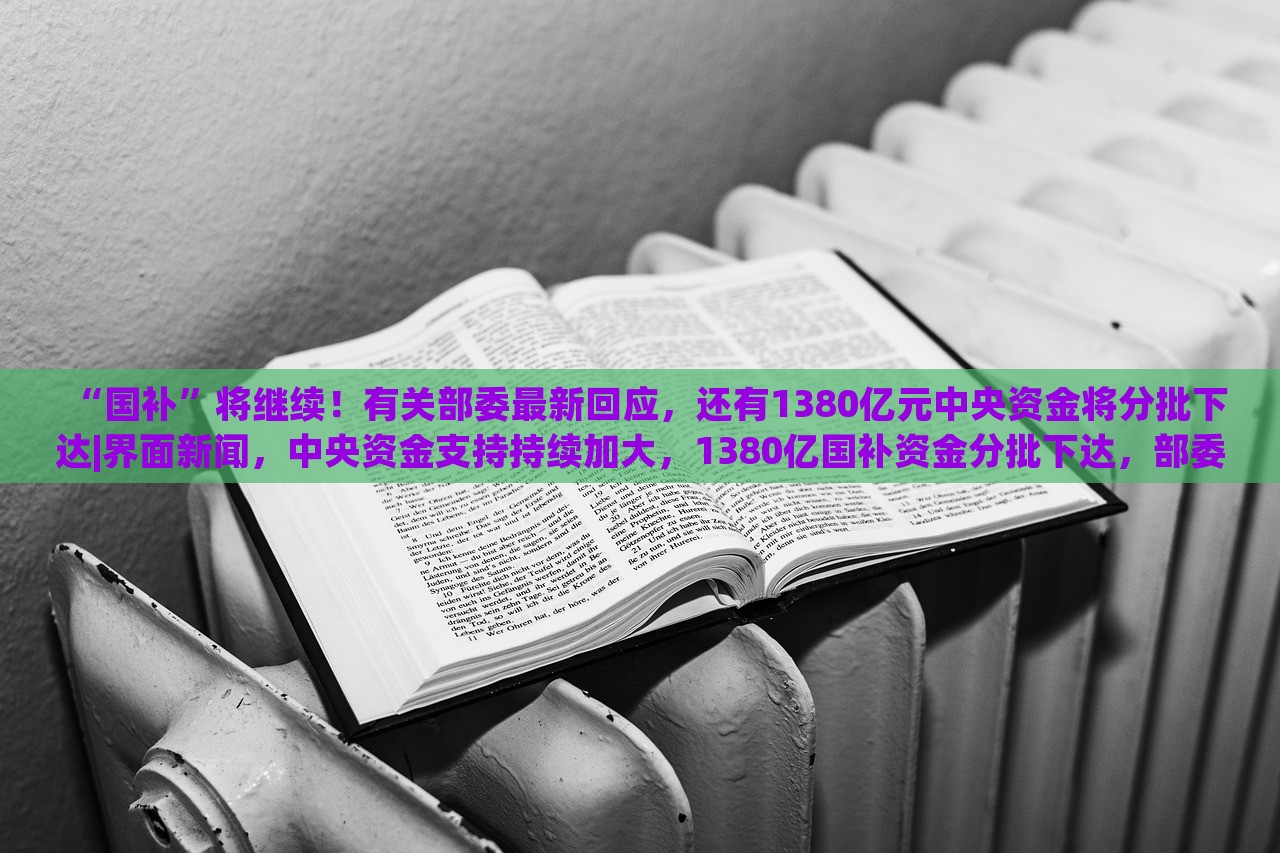 “国补”将继续！有关部委最新回应，还有1380亿元中央资金将分批下达|界面新闻，中央资金支持持续加大，1380亿国补资金分批下达，部委最新回应！